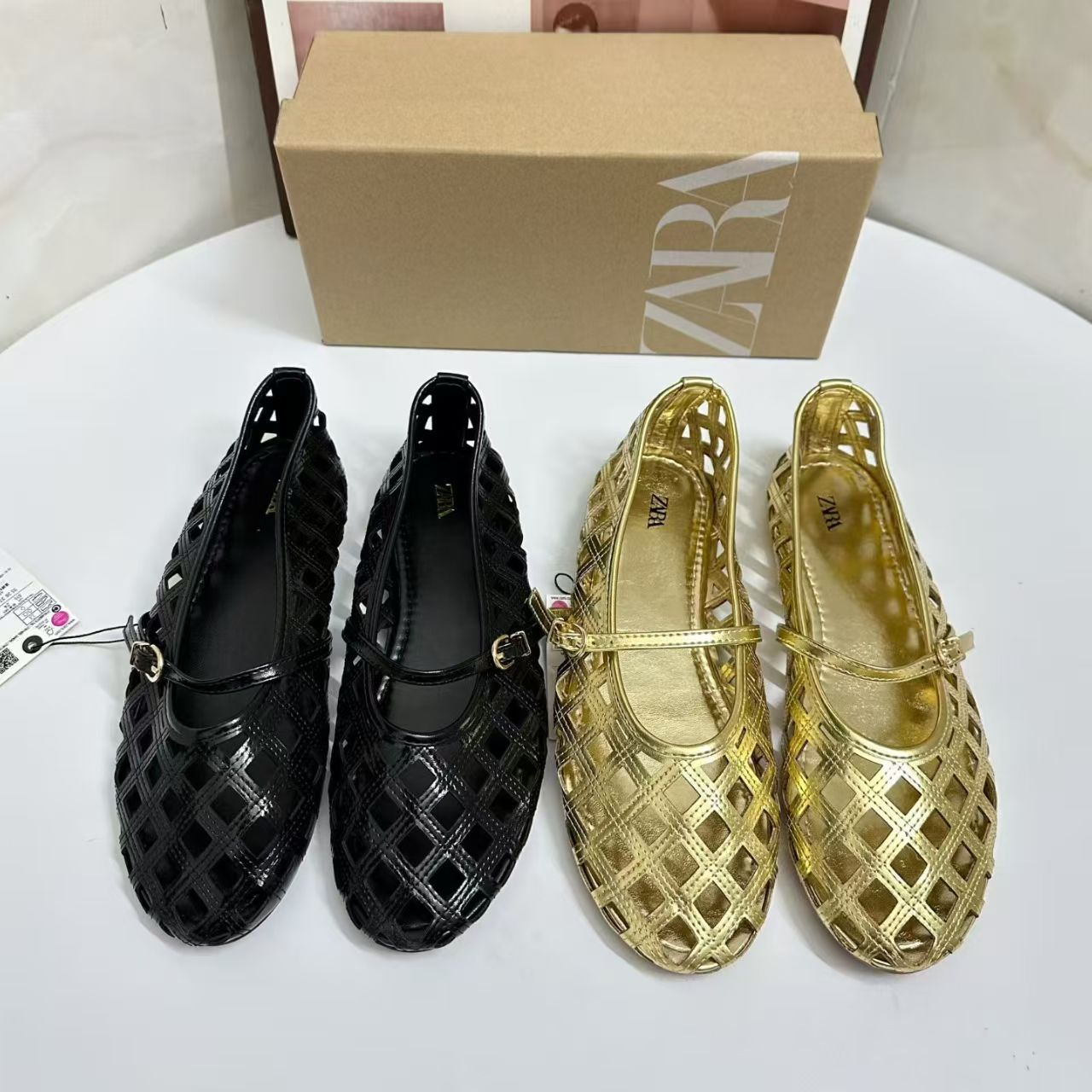 Zara, ballet shoes flat with a strap, small design Mary Jane shoes low-cut, Collection Year 2025, french style