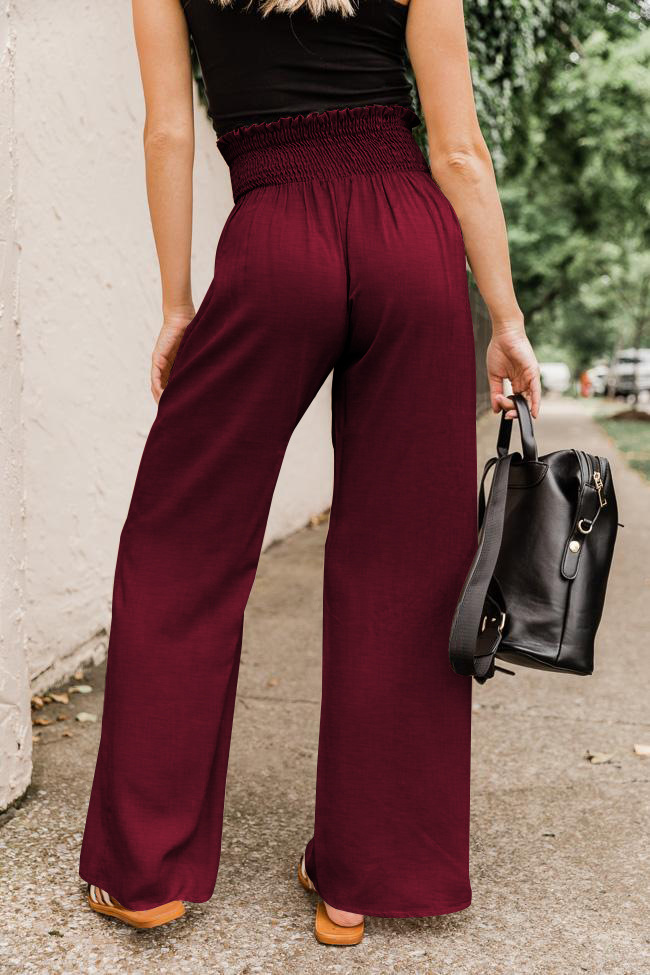 solid color high waist wide-leg pants NSMID128526