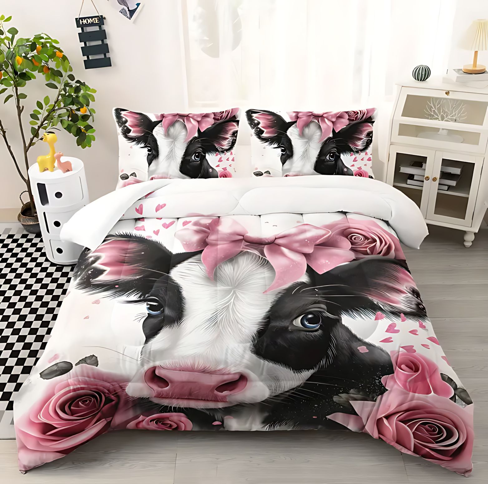 TEMU / JIT Amazon muchos animales lindos 3D impresión digital 180gms colcha set de ropa de cama