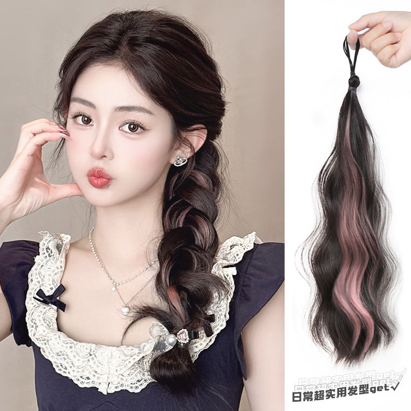 Peruca trenzada de color trenzada trenzada artefacto de corte de cabello de dopamina lateral de caballo aumento de cabello trenzada larga adornamiento de cabello