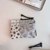 Black and gray plaid striped floral splicing