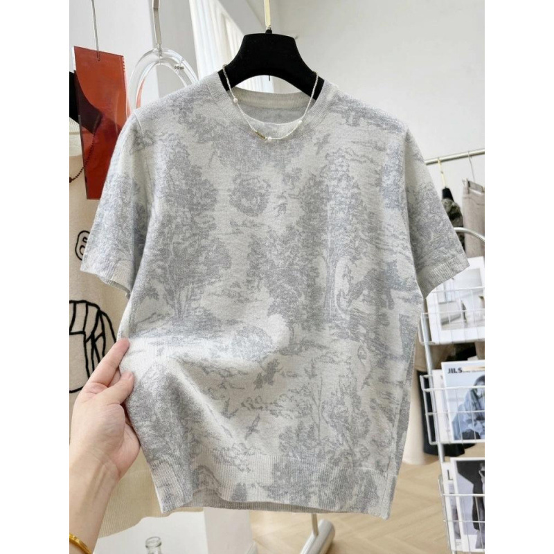 Short-Sleeved T-Shirt for Women, Retro Tie-Dye Ink Painting Graffiti Knitwear, 2026 Early Summer Lyocell Loose Shoulder-Length Top Short-Sleeved T-Shirt for Women, Retro Tie-Dye Ink Painting Graffiti Knitwear, 2026 Early Summer Lyocell Loose Shoulder-Length Top