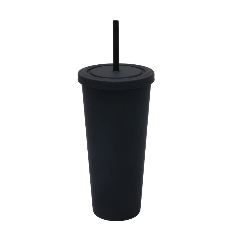 Transfronterizo suministro directo de tazas de paja de plástico de doble capa simple taza de agua de gran capacidad esmaltada de alto valor facial taza de mano lujosa