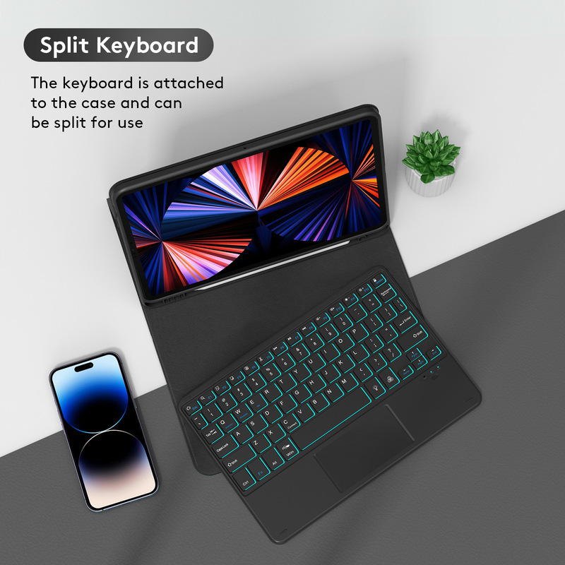 Suitable for Samsung Taba9+ Plus11X215/X216 Colorful Backlit Touch Bluetooth Keyboard Protective Cover