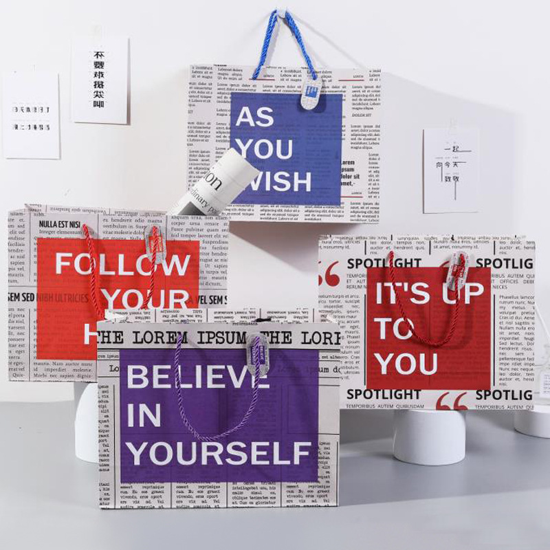 Special Offer Horizontal Handbag Medium Kraft Paper High-end Cartoon Cute Clothing Ins Gift Bag Horizontal Shopping Bag