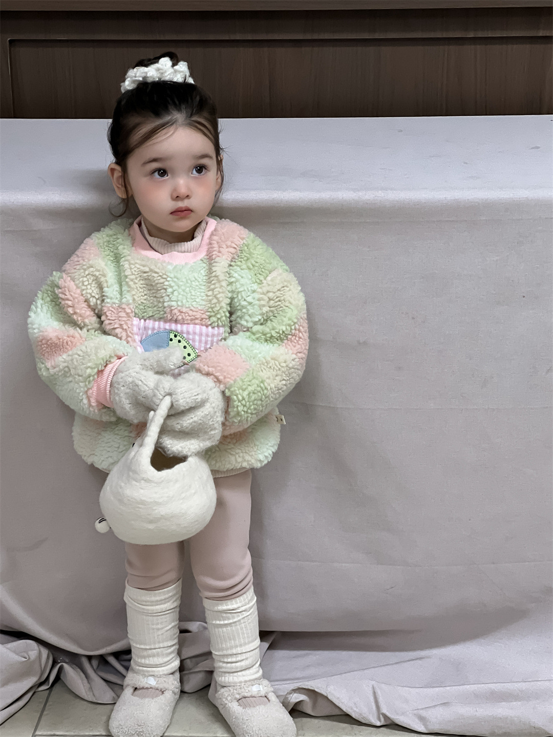 Trajes de invierno para bebés, ropa de invierno para bebés, ropa de niños coreana, suéter de pelusa, leggings