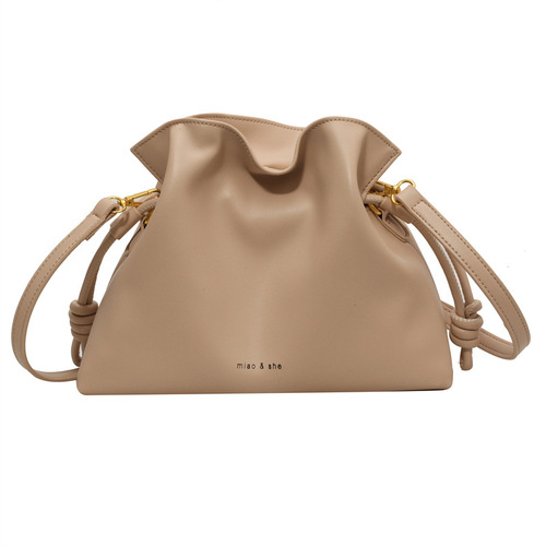 Women's bags, fashionable and simple bags, women's drawstring lucky bags, one-shoulder cross-body bags, large-capacity bucket bags, hand-held pleated bags