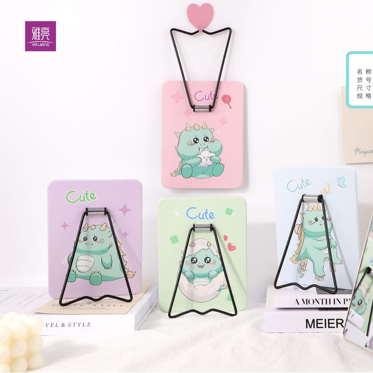 Dormitorio espejo Escritorio de pie de escritorio prepucio PU imagen impresa lindo de una sola cara plegable chica espejo de maquillaje ins