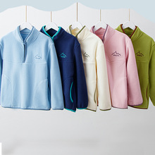 冬款女童立领卫衣男童双面摇粒绒保暖拉链上衣校服内搭神器