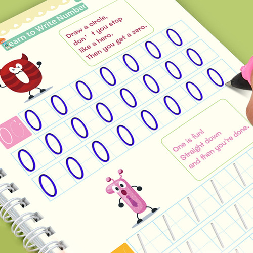 Cross-border Foreign Trade Children's Grooved English Practice Workbook: French, German, Arabic, and Magical English Calligraphy Stickers