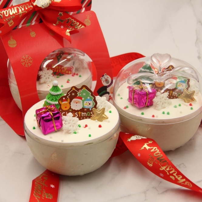 Caja de pastel de Navidad mousse bola paz fruta redonda caja de pastel transparente caja de postre de galletas de caramelo de Navidad