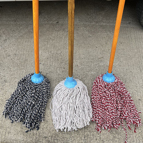 Manufacturer wholesale wooden pole round head mop cotton thread floor mop mop cleaning mop water absorbent mop hand twist mop