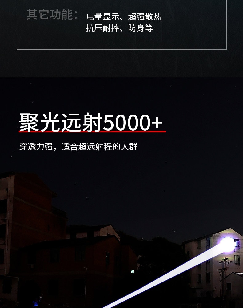 Tactical Multi-Functional Ultra-Bright Flashlight with Laser, Long-Lasting Battery Life, Portable, Long-Range, Rechargeable