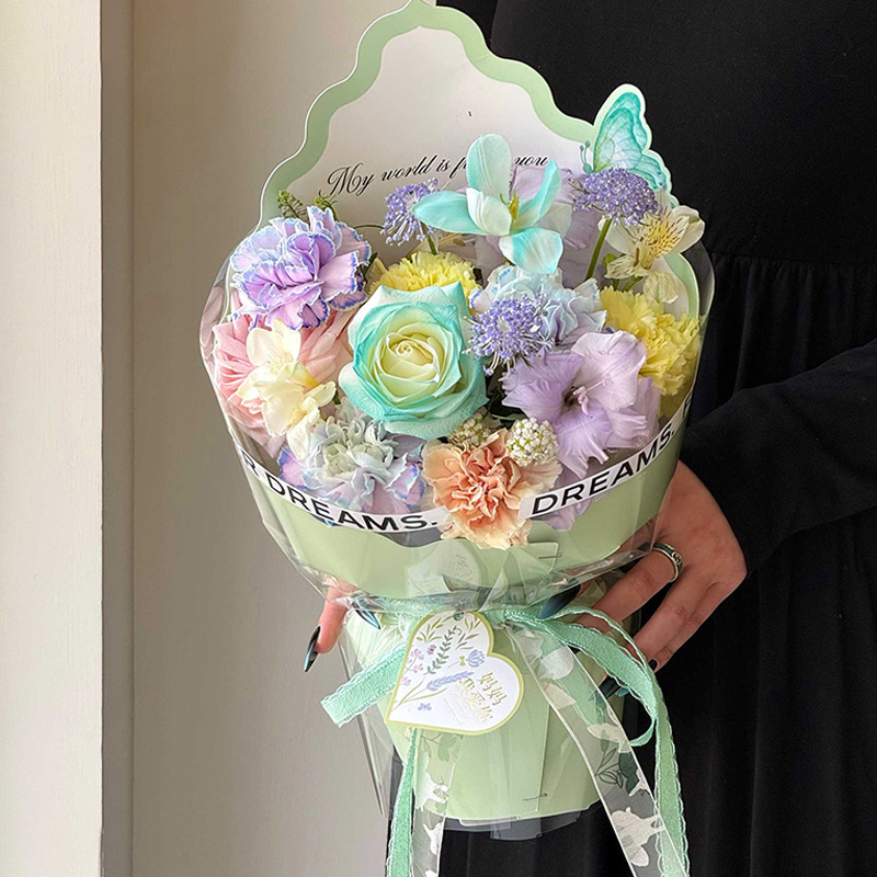 Qisejin nuevo producto mariposa voladora borde ondulado pieza moldeada engrosada DIY embalaje de flores hecho a mano floristería embalaje floral