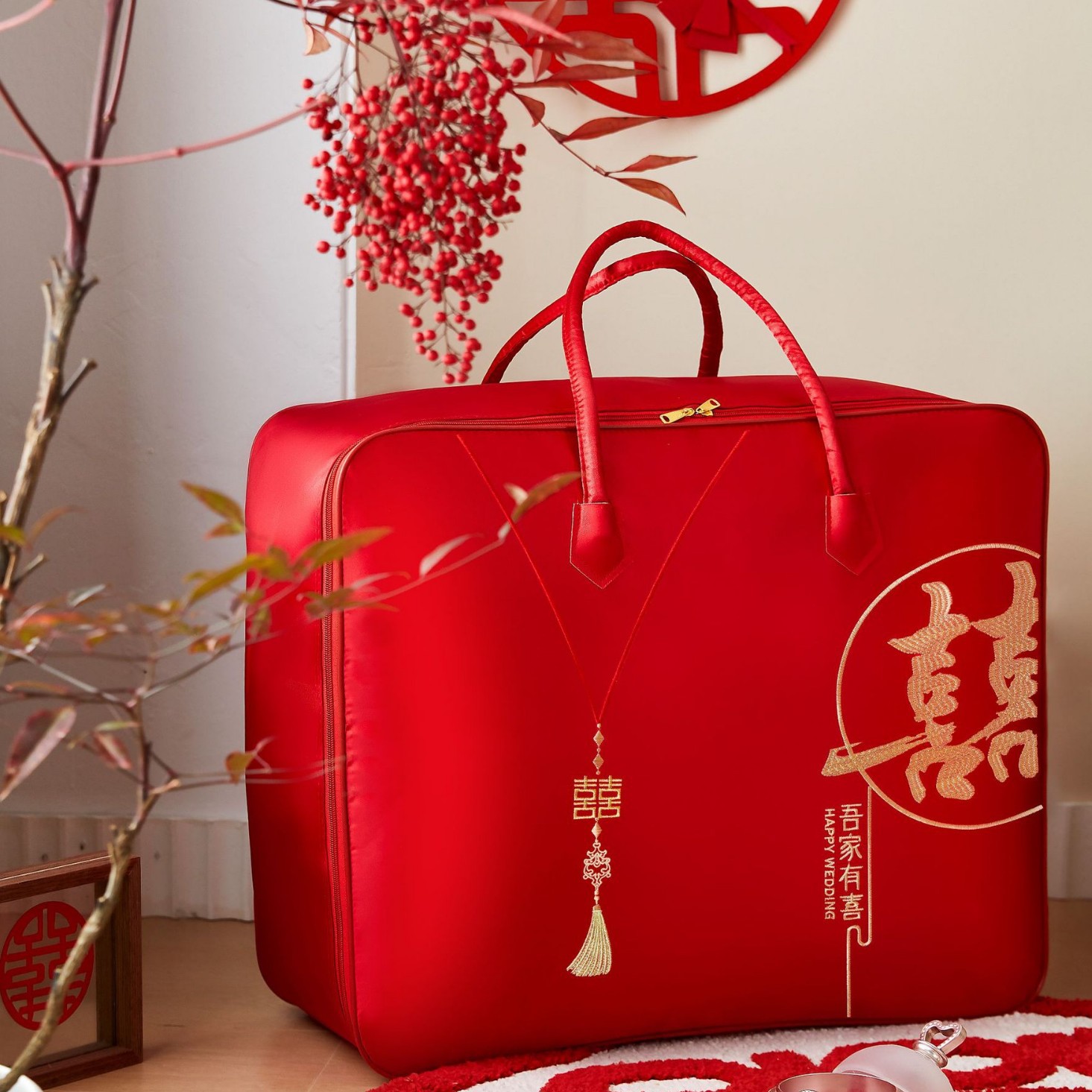 우리 가족은 행복합니다 [고급 새틴, 저렴한 프린트 스타일]