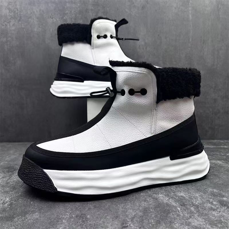 Neue, mit Fell integrierte Schneeschuhe 2024, trendige High-Top-Schuhe mit warmen und plüschigen, vielseitigen Martin-Stiefeln im britischen Stil_voghion.com