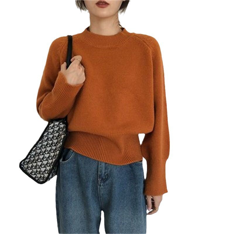 纯色软糯圆领毛衣女2025年冬季保暖打底衫长袖针织衫内搭套头上衣|undefined