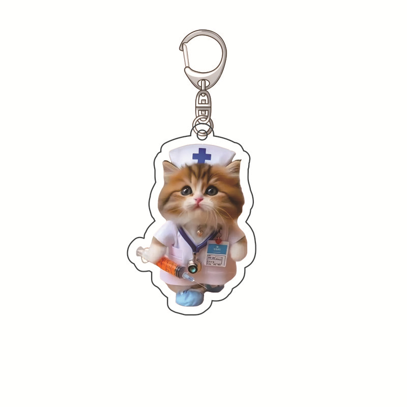 Plátano gato feliz gato acrílico llavero comida gato gato cabeza emoji paquete llavero divertido