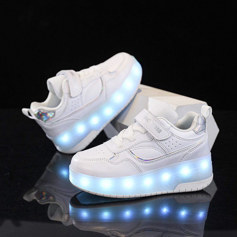 Chaussures flash pour enfants, patins à roulettes pour garçons, chaussures pop à quatre roues pour étudiants, patins invisibles pour filles avec roues lumineuses_voghion.com