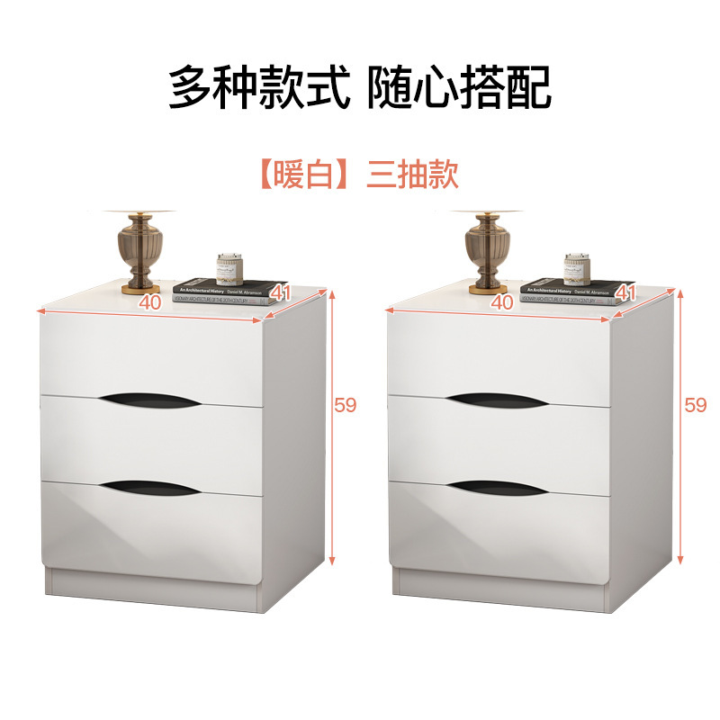 Mesa de cabecera italiana simple y lujosa moderna y alta sensación de estante de almacenamiento simple y de gran capacidad gabinete de almacenamiento de dormitorio