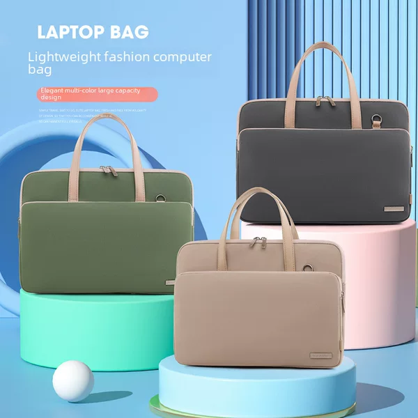 Cross-Border Computer Bag, Morandi Color Plush Shockproof Fashionable Shoulder Briefcase, 13/ 16inch Inch Laptop Bag