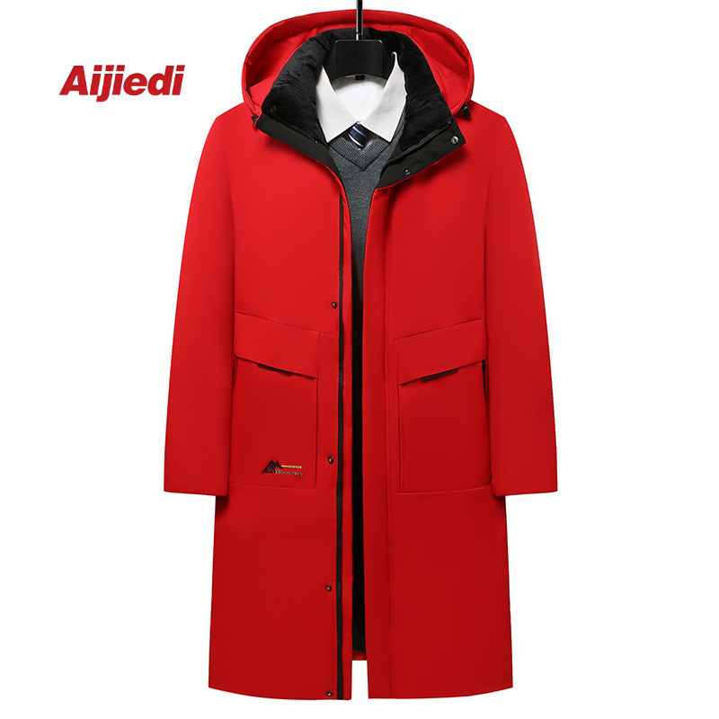 Middle-Aged and Elderly Large Size Winter Men's 2024 Cold-Proof Business New Warm Cotton Coat Windproof Casual Long Fluffy Dad