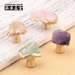 軽くて豪華な紫晶の蛍石の純粋な黄銅の取っ手の引き出しのタンスの扉の家具の引き出しの靴の戸棚のアイデアの小さい取っ手の単孔