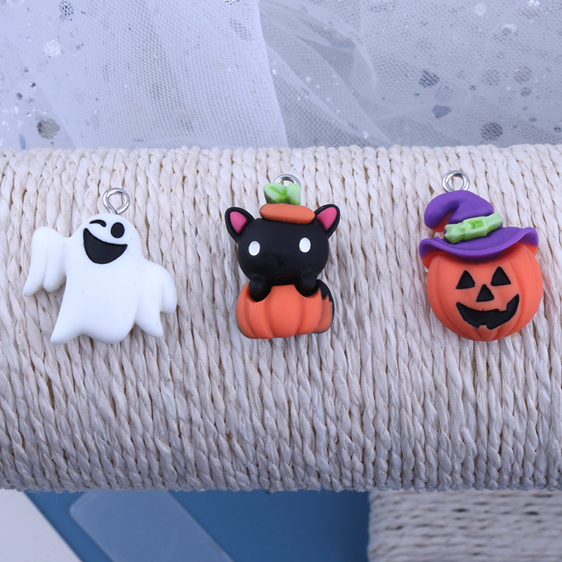 国境を越えた人気のハロウィン樹脂アクセサリーイースター DIY ジュエリーペンダントキーホルダー冷蔵庫マグネット装飾材料|undefined