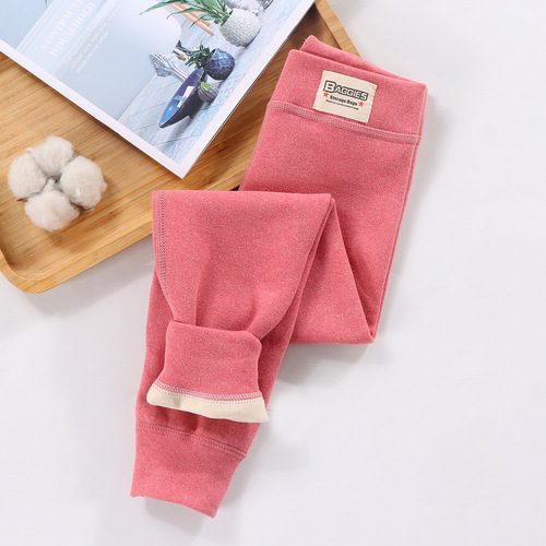 Children's and Kids' New Autumn and Winter Boneless Thick Leggings for Boys and Girls, Middle Children's and Kids' Waist-Length Pants, Warm and Stylish