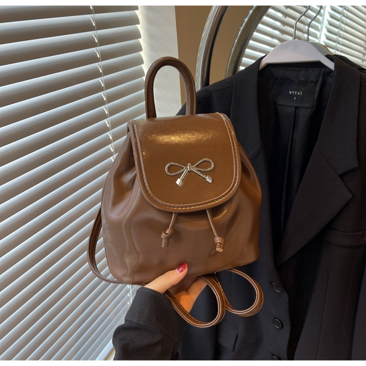 2024 New Fashionable Bucket Bow Korean Edition Casual Shoulder Small Women's Bag Handheld Personalized Backpack_voghion.com