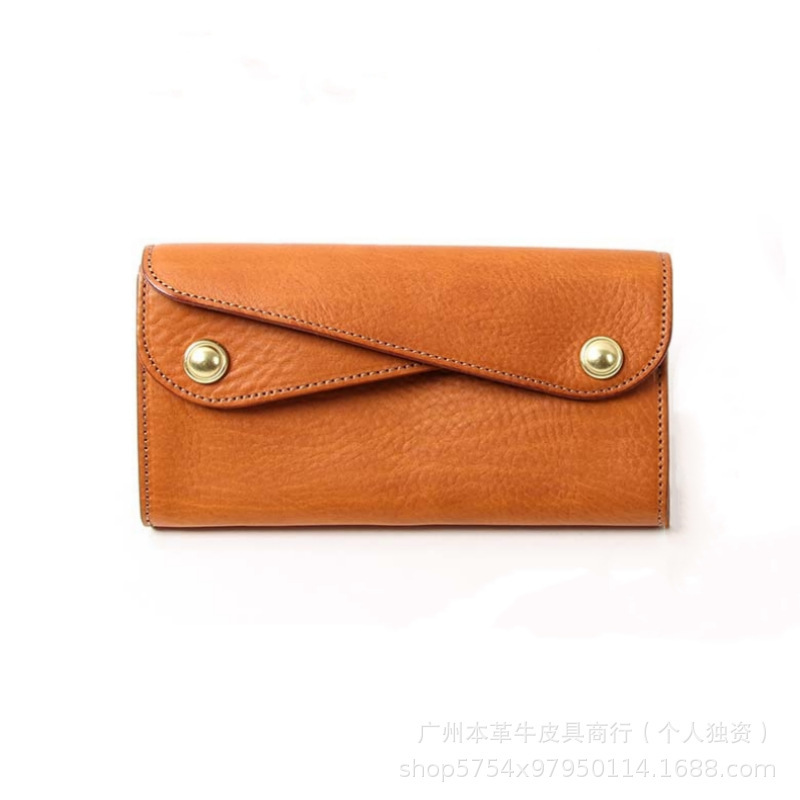 Cross-border Japanese Genuine Leather Men's and Women's Long Wallet Fashionable Simple Multi-function Large Capacity Coin Purse Flip Wallet