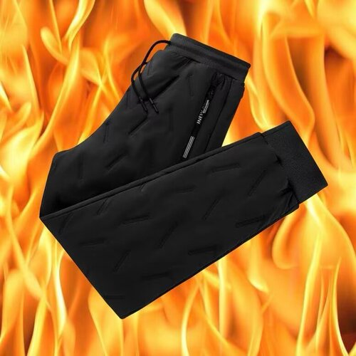Men's Lamb Wool Winter Fleece Lined Thick Casual Pants Plus Size Outerwear Windproof Warm Down Cotton Pants