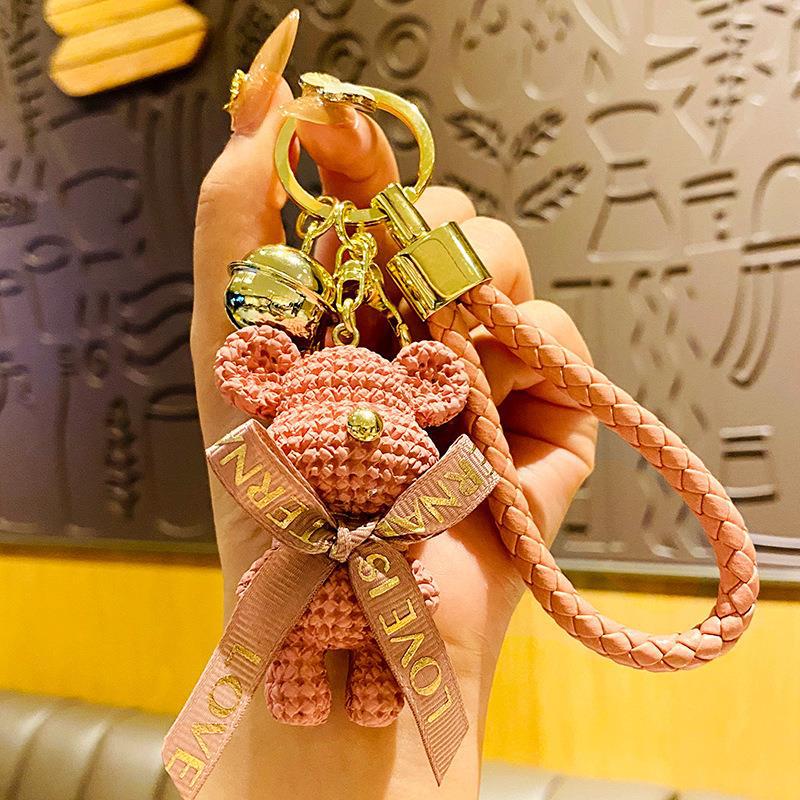 Dibujos animados resina lana oso muñeca coche llavero moda lindo oso muñeca bolsa colgante regalo creativo