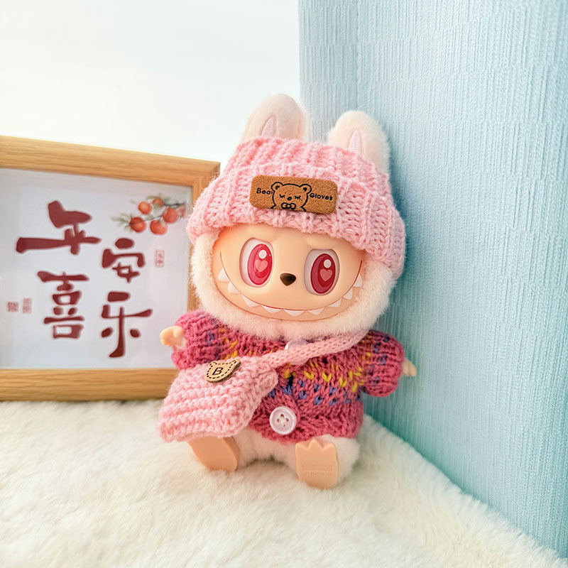 Solo ropa] Llavero de primera y segunda generación Labubu colgante de ropa Rabubu ropa de bebé suéter de punto traje de sombrero