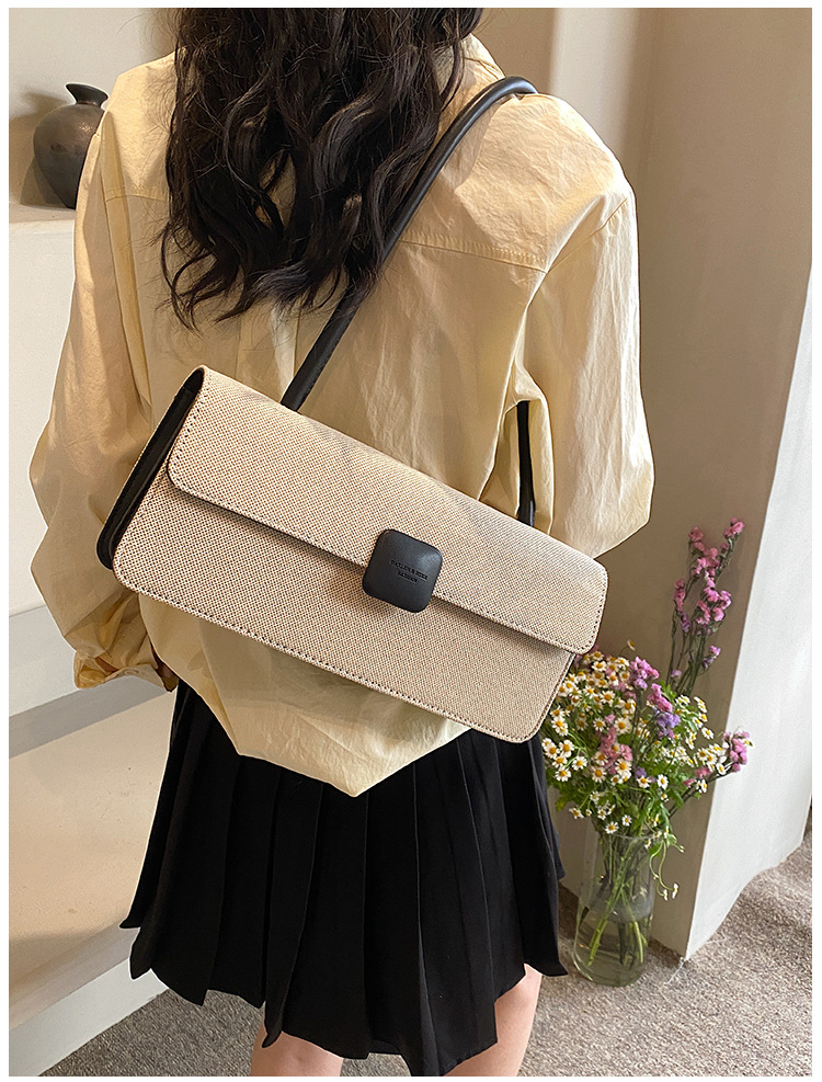 Women's Medium Pu Leather Solid Color Streetwear Lock Clasp Baguette Bag Shoulder Bag display picture 20