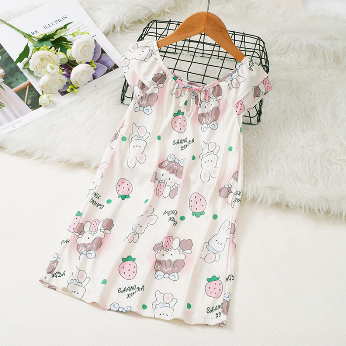Pijama infantil princesa viento de verano nuevo chaleco de mangas cortas niñas pijama vestido de dibujos animados de verano