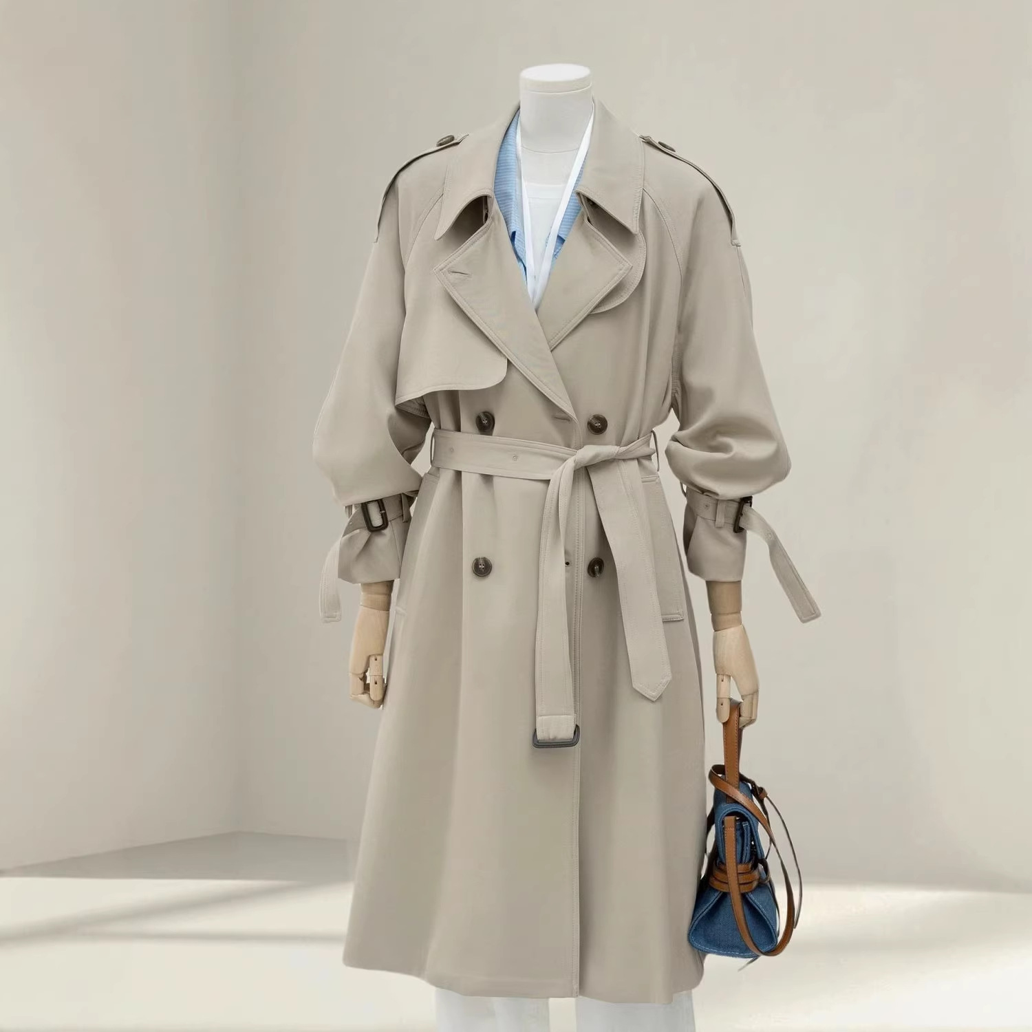 ng2510292 Trendy Stylish Women's Trench Coat, New Spring And Autumn Casual Mid-length British Style Coat_ecoleips.com