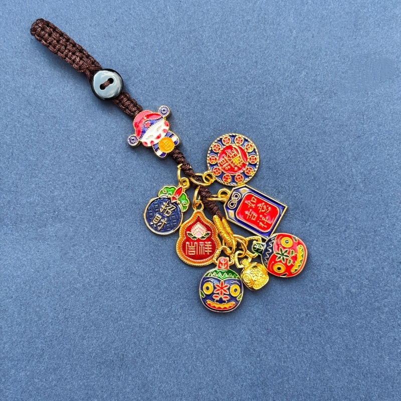 财神吞金兽一家三口四口古法招财纳福钥匙扣车钥匙链手机挂件饰|undefined