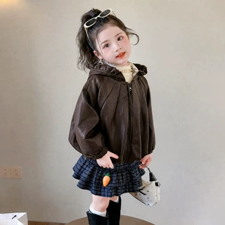 女童皮衣外套春秋2026新款儿童洋气时髦秋装上衣宝宝秋季休闲夹克