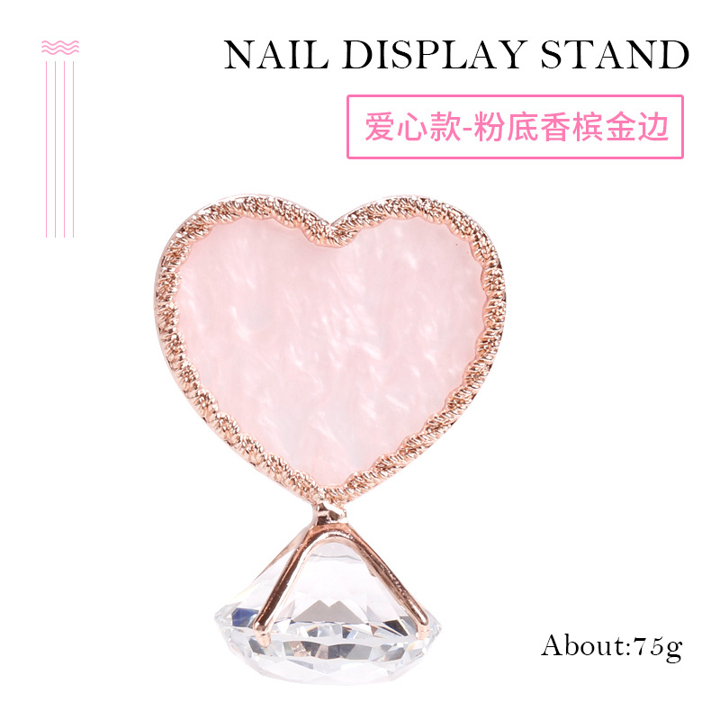 Nuevo Marco de exhibición creativo en forma de corazón borde dorado Cross-border exclusivo diamante Fondo manicura acabado soporte de exhibición pendientes soporte de exhibición