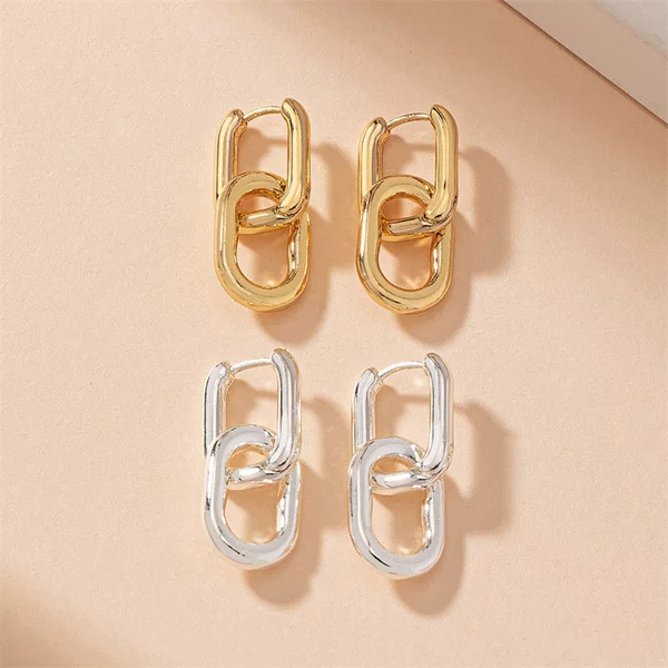Cross-Border European and American Jewelry Hot-Selling U-Shaped Simple Mixed Color Contrasting Design Fashion Hoop Two-Wear Earrings and Ear Buckles