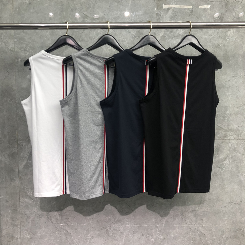 Dongguan Brand Factory Direct Marketing tb Sleeveless Vest Men's Sports Summer Fitness Outer Wear Top Loose Trendy Brand T-shirt