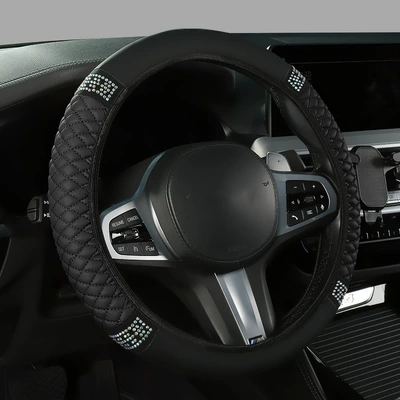seasons general cross-border car handle – Steering wheel cover - black-line-colored-diamond-38cm