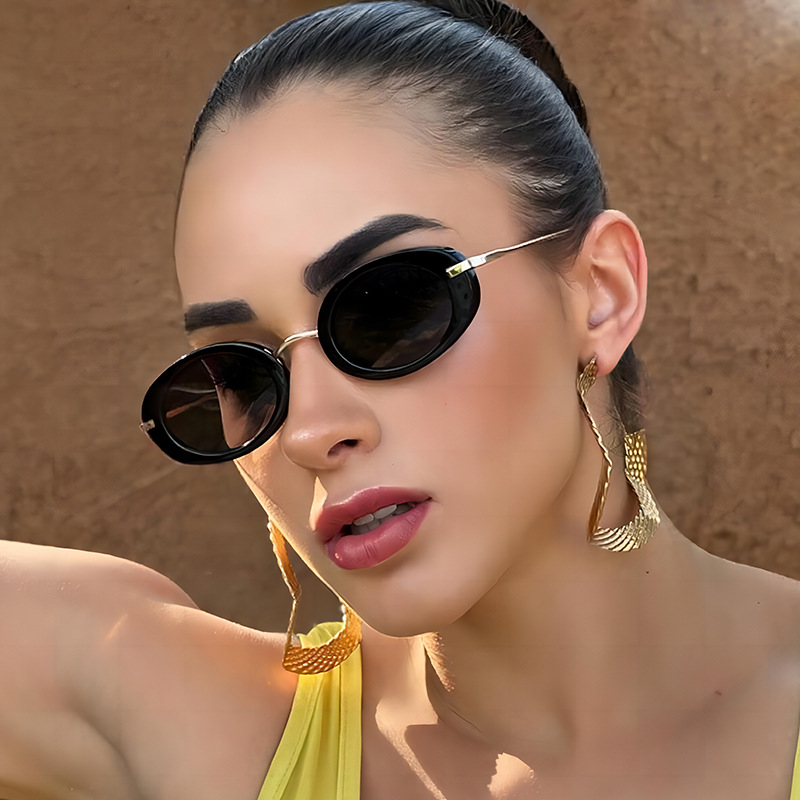 45g Weight Full Frame Glasses Structure Sunglasses Classification PC, UV400 Protection Lens Material Oval Frame Glasses Style Travel, Shopping Occasion Solid Color Pattern All Seasons Season Women's Gender Vacation, Streetwear Style Vacation Streetwear Solid Color PC UV400 Protection Oval Frame Full Frame Women's Sunglasses 1