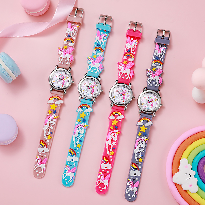Factory Direct Supply wholesale foreign trade new unicorn cartoon children silicone 3D girl boy promotional gift watch
