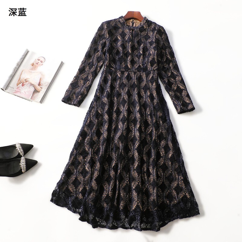 414975 Autumn long-sleeved extended-length dress Shenzhen Mingwei wholesale quality women's clothing clearance factory
