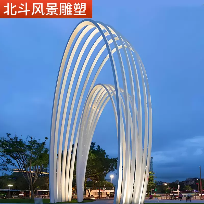 大型不锈钢景观门雕塑园林景区户外景观小品跨街钢结构景观门雕塑