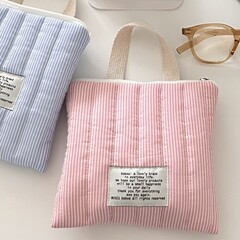 Ins新作キルティング2色ストライプジッパーバッグ携帯電話バッグ口紅叔母バッグ旅行収納外出洗面バッグ