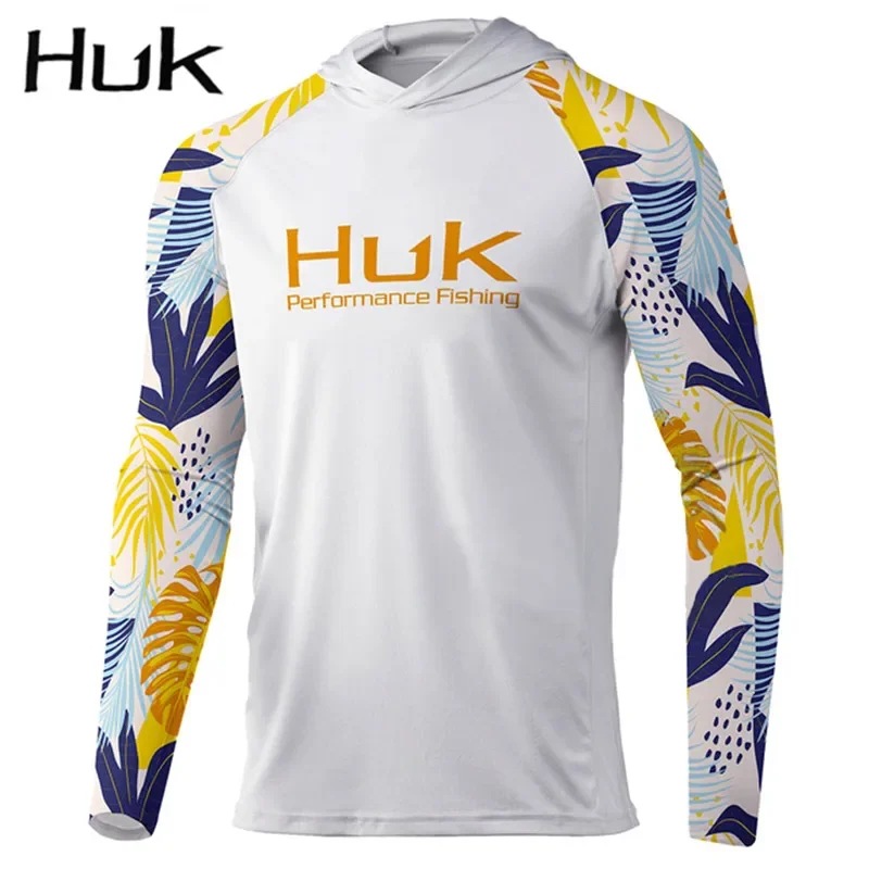 2025 Fishing Hoodie Huk Men's Performance Clothing Summer Breathable Long Sleeve Jersey Sun Protection Camouflage Fish Thin Style