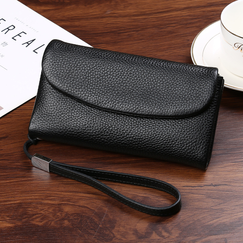 Cartera de gran capacidad, piel de vaca de primera capa larga, bolsa de monedas con múltiples posiciones de tarjetas, cuero suave, estilo de explosión ruso OZON